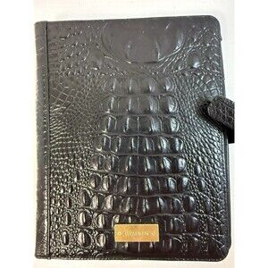 Brahmin Ipad Tablet Case Croc Embossed Black Leather Organizer Authentic Rare!